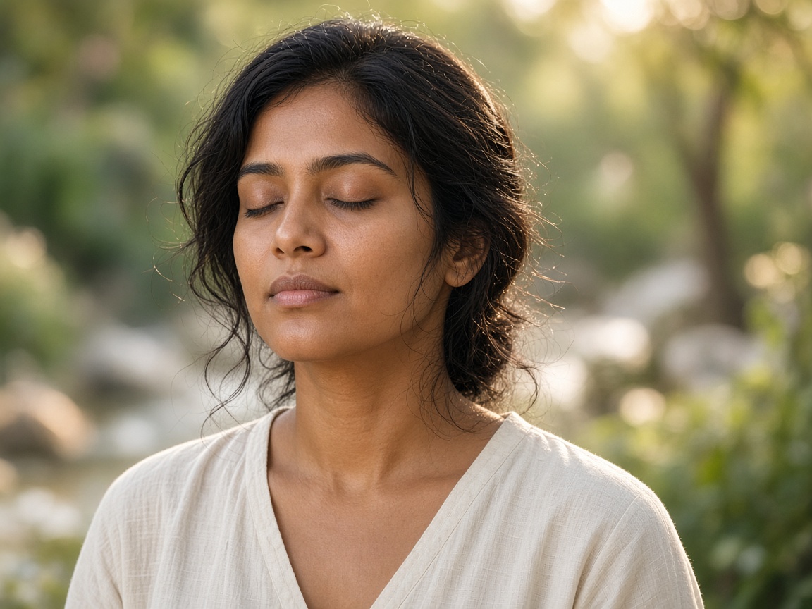 Person meditating peacefully as part of supportive wellness practice